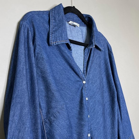 Faded Glory Blue Shirt‎ Snaps Size 18W/20W - Picture 5 of 12